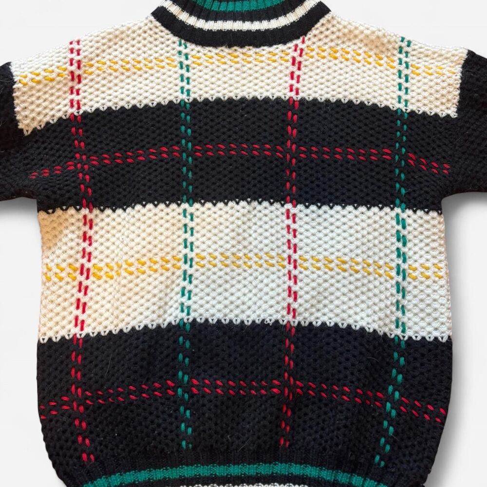 Multi-coloured vintage mock neck knit sweater knit